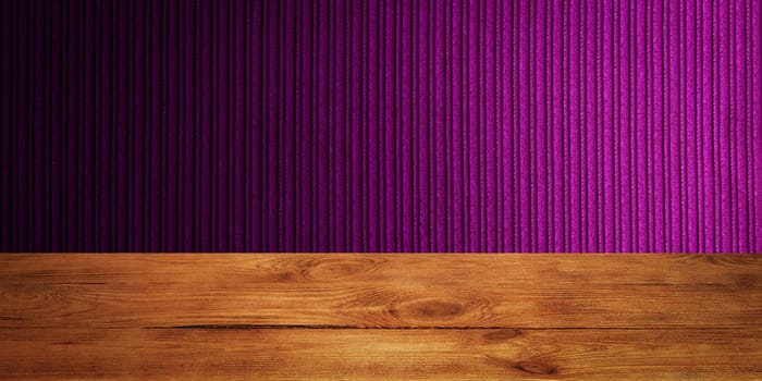 The background is blank wooden boards and a textured striped wall with gradient lighting and vignetting. For product demonstrations, free space, layout, mockup, perspective board, background board.