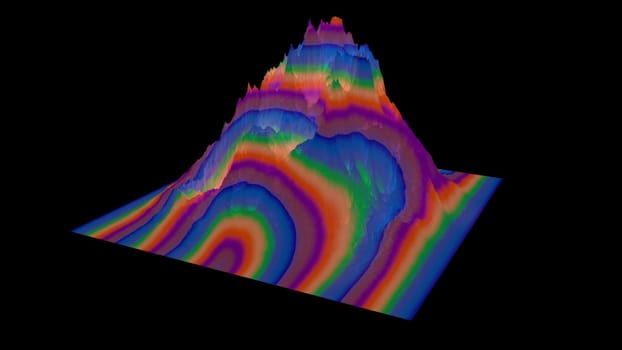 Abstract vertex with 3d render gradient and geometric textures. Creative stone stalactites swam from eruption volcanoes. Winding lines around circumference of ridge.