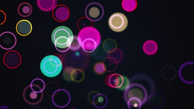 Computer generated the rows of multi colored circles and rings. 3d rendering abstract background from different round particles