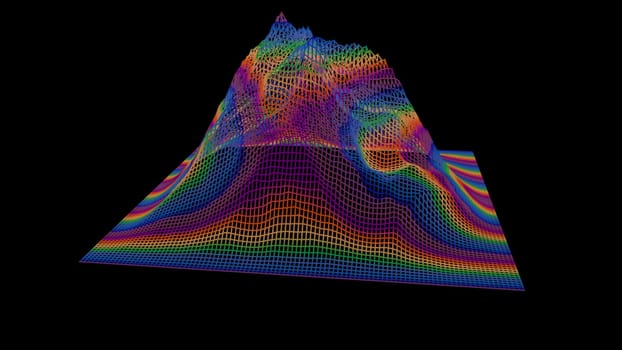 Abstract vertex with 3d render gradient and geometric textures. Creative stone stalactites swam from eruption volcanoes. Winding lines around circumference of ridge.