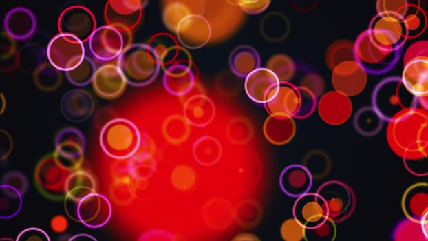 Computer generated the rows of multi colored circles and rings. 3d rendering abstract background from different round particles