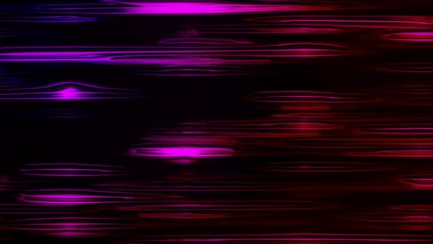 Horizontal liquid neon lines shimmer in a smooth bend. Abstract computer generated background, 3d rendering