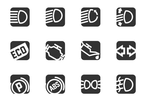 Symbols icons set isolated for car interface design