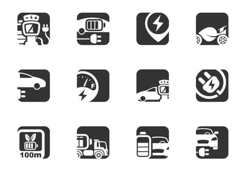 Electric car icon set for user interface design