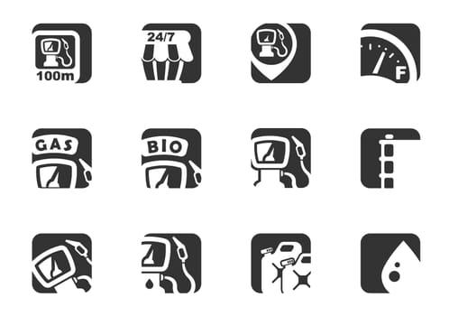 Vector gas station icons set for user interface design