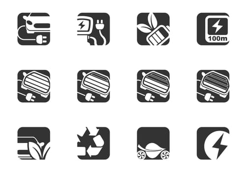 Electric car icon set for user interface design