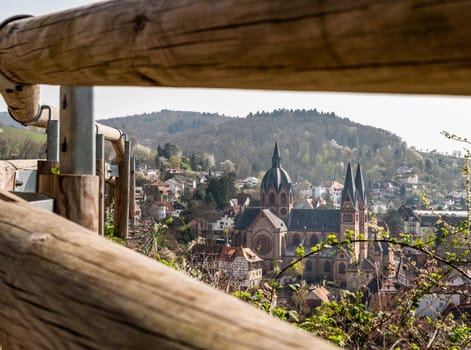 Heppenheim panorama with St. Peter Curch on a cloudy spring day