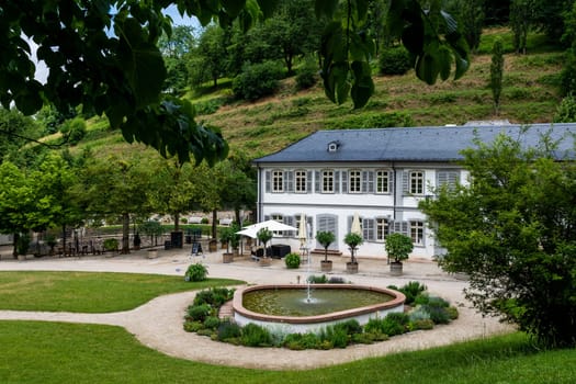 Village with old Buildings at Fürstenlager Park during summer, Bensheim Auerbach, germany