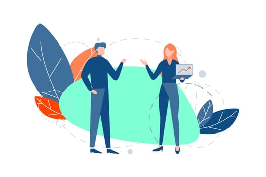 Teamwork, meeting presentation, partnership concept. Businesspeople leaders communicate together. Office meeting. Business team training. Profit plan analysis. Colleagues partners consulting coworking