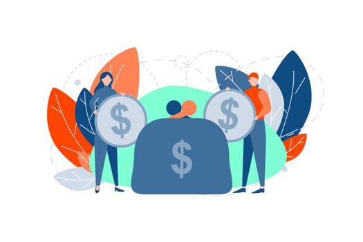 Money counting, earning, bank, capital, investment concept. Young financial team, business man, businesswoman, clerk or manager safe or earn money capital in bank. Money counting. Bank investment.