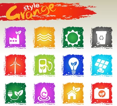 Alternative energetics icons set for user interface design. Grange icons style