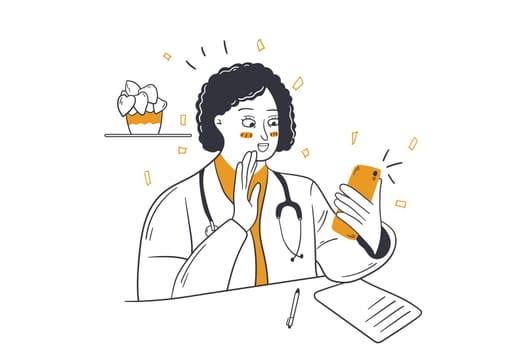 Video call, wireless communication, medical communication concept. African american woman doctor nurse holding smartphone talking to patient make telemedicine online remote chatting consultation.