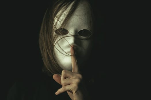 a woman with white mask