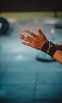 a crossfit athlete performing exercise in gym