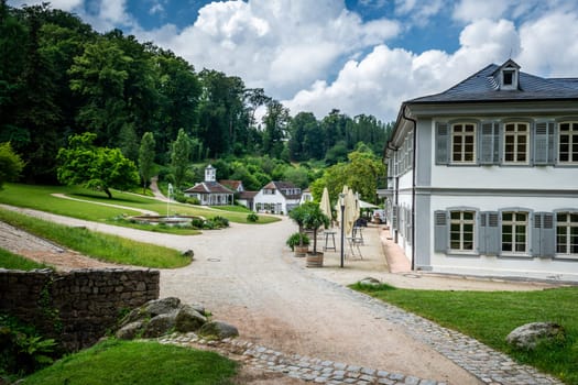 Village with old Buildings at Fürstenlager Park during summer, Bensheim Auerbach, germany