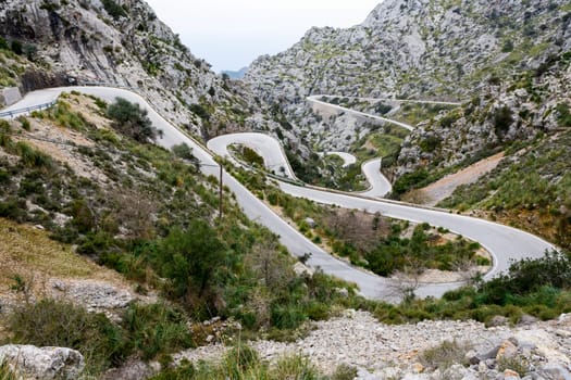 Serpentine road direction sa calobra, majorca
