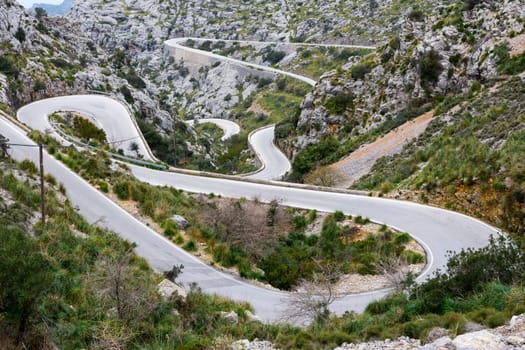 Serpentine road direction sa calobra, majorca