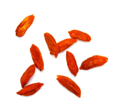 Dried Goji Berries or Chinese wolfberries isolated on white background