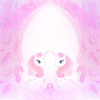 cute cartoon unicorns - decorative fairy-tale frame