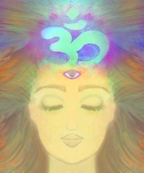 Woman with third eye, psychic supernatural senses