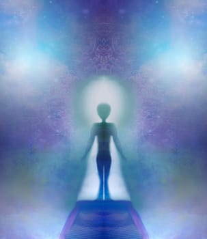 Man walking into a keyhole