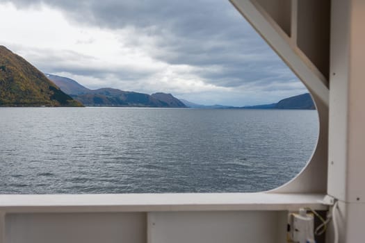 Norwegian Fjord with ferry fence in foreground
