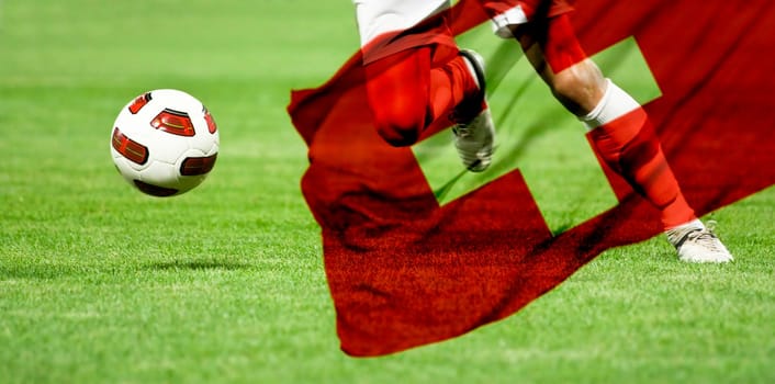 Soccer player with flag of Switzerland