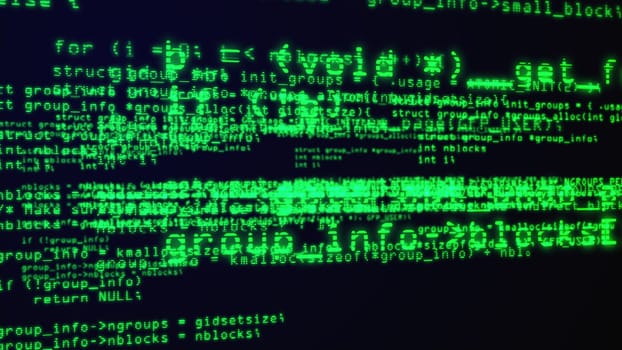 Programming code through the computer screen terminal, computer generated