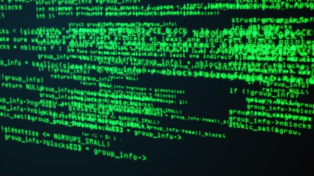 Programming code through the computer screen terminal, computer generated