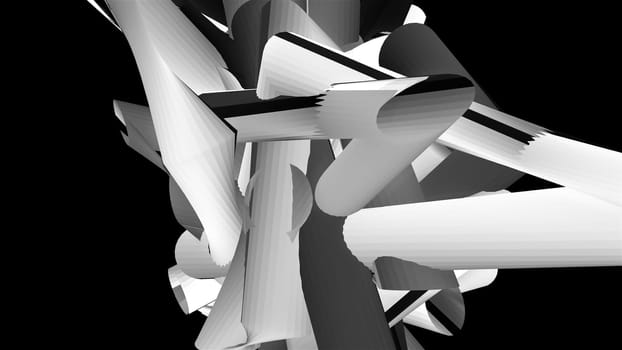 Random fractal elements, close-up, 3d rendering. Computer generated abstract tangled background