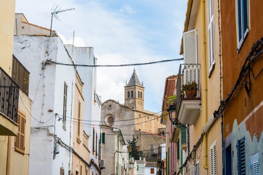 a typical village alley in majorca, soller