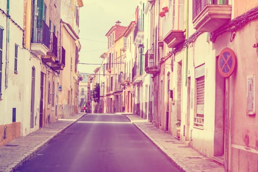 a typical village alley in majorca, soller