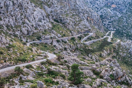 Serpentine road direction sa calobra, majorca