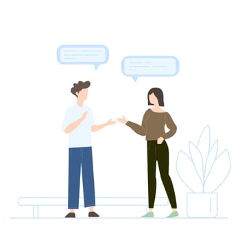 Communication between a man and a woman on a white background - Vector illustration
