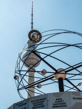 Berlin Television Tower from low angle during summer, germany