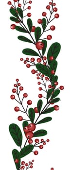 Seamless border for design postcards, fabrics, textile edges, ribbons and presentations. Element for your design. Branch with berries.