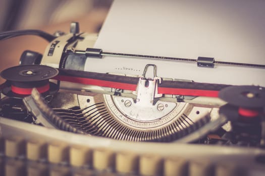 Old fashioned vintage typewriter: closeup picture