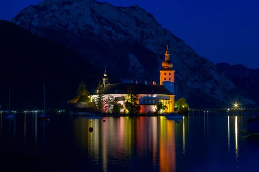 Castle Orth and lake Traunsee, Austria. Schloss Ort is an Austrian castle founded around year 1080 in Gmunden, Austria
