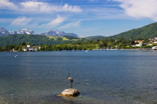 Lake Traunsee in Gmunden, Salzkammergut, Upper Austria, Austria