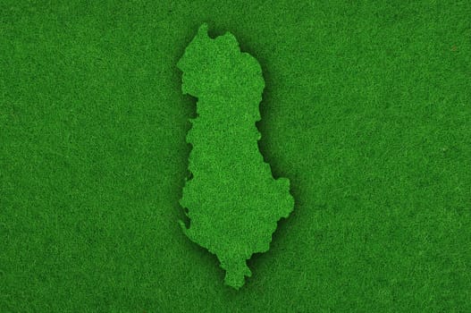 Map of Albania on green felt