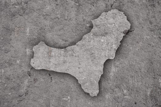 Map of El Hierro on weathered concrete