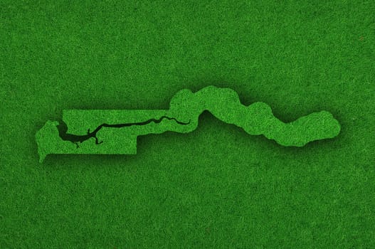 Map of The Gambia on green felt