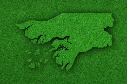 Map of Guinea-Bissau on green felt