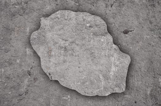 Map of Reunion on weathered concrete