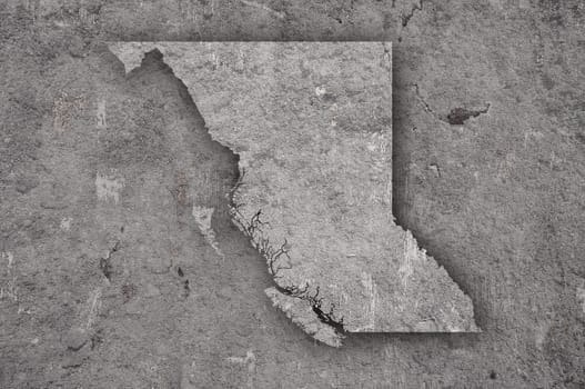Map of British Columbia on weathered concrete