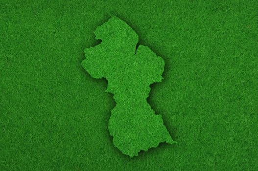 Map of Guyana on green felt
