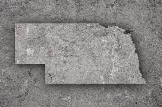 Map of Nebraska on weathered concrete