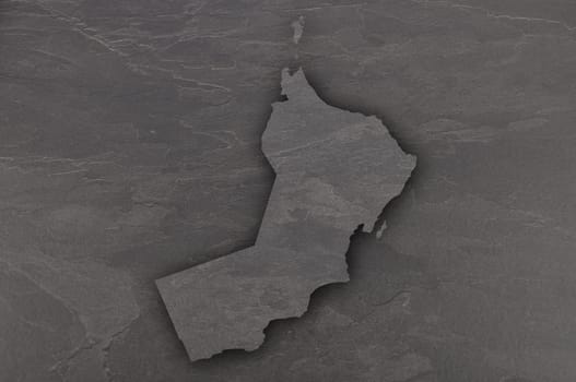 Map of Oman on dark slate