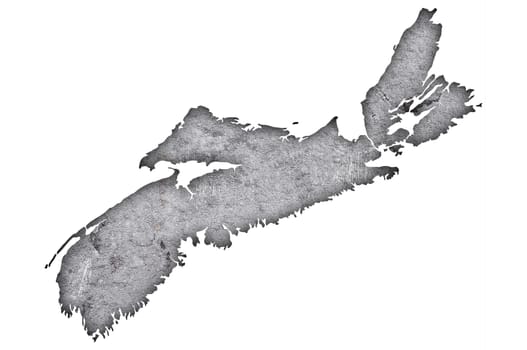 Map of Nova Scotia on weathered concrete
