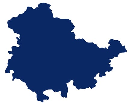 Karte von Thüringen in blauer Farbe
